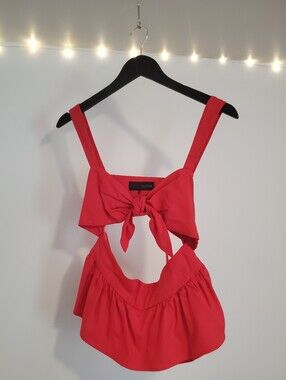 Zara Bright Pink Bow- Top NWOT - Small